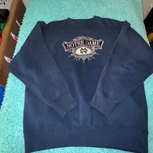 Notre Dame Irish Sweatshirt XXL‎ Embroidered College Navy Crewneck vintage